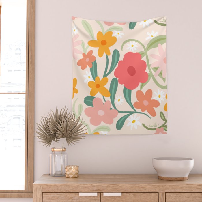 Bold Flowers Wall Tapestry Gallery Image 2