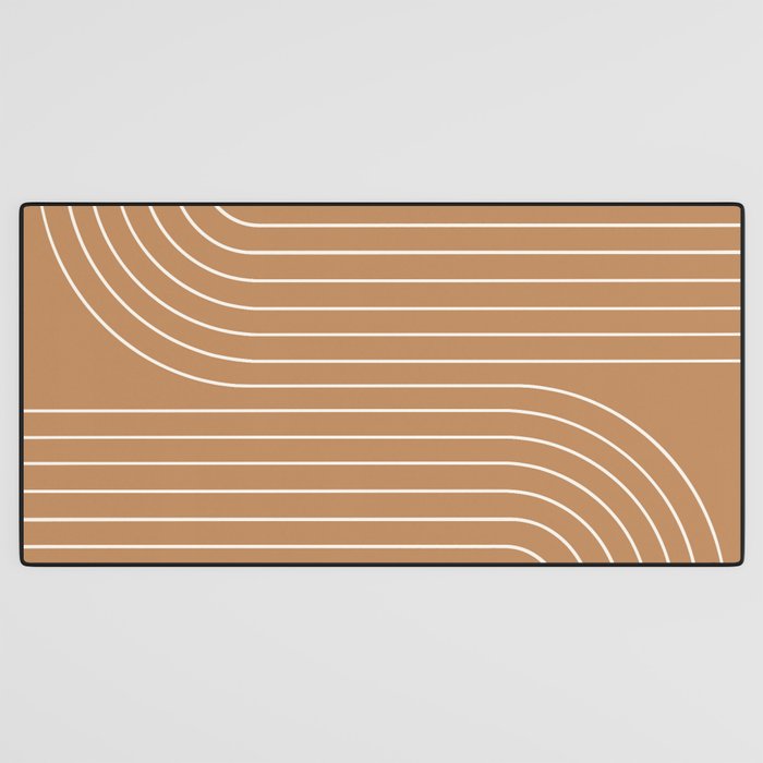 Minimal Line Curvature LXXXI Peach Orange Mid Century Modern Arch Abstract Desk Mat Gallery Image 3