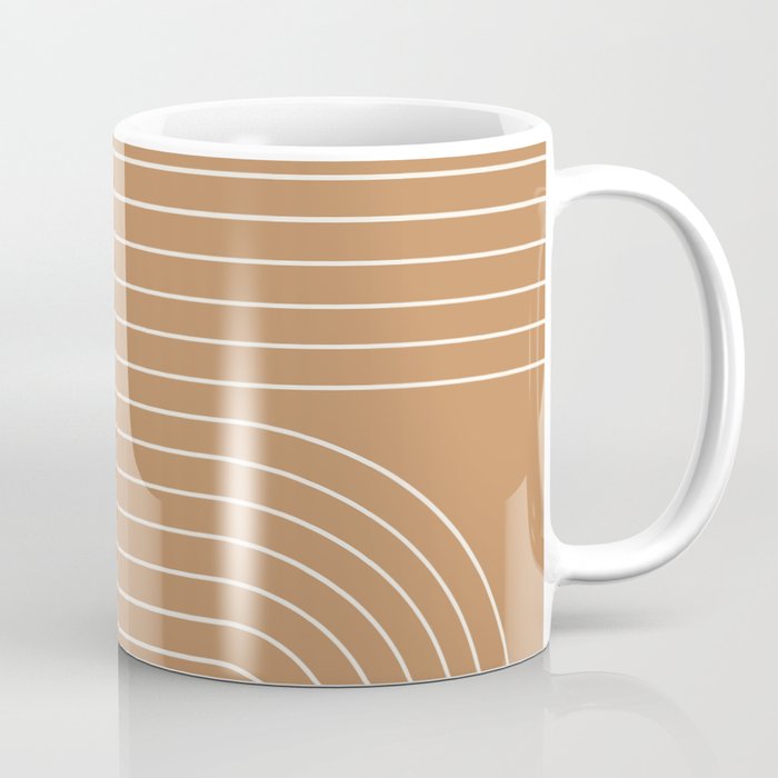 Minimal Line Curvature LXXXI Peach Orange Mid Century Modern Arch Abstract Coffee Mug Gallery Image 1