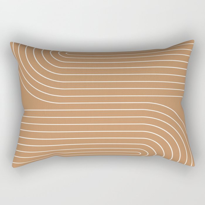 Minimal Line Curvature LXXXI Peach Orange Mid Century Modern Arch Abstract Rectangular Pillow Gallery Image 2