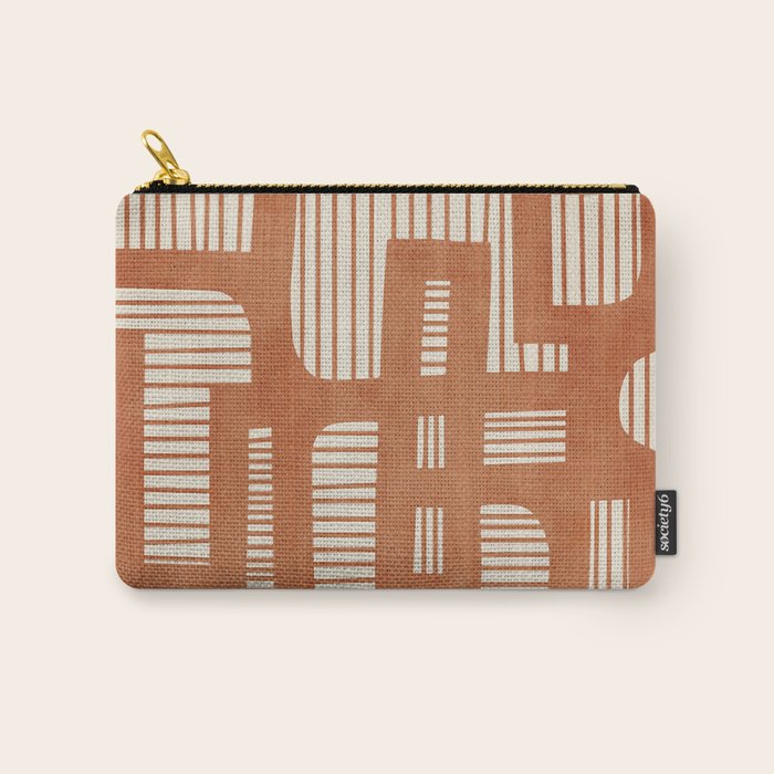 Terracotta Abstract Lines Artwork Hand Drawn Art Carry All Pouch Gallery Image 1