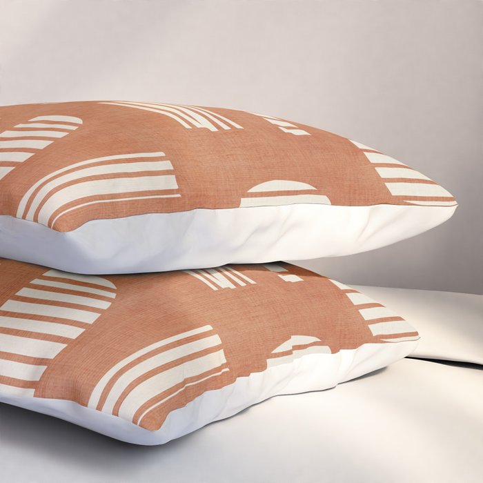 Terracotta Abstract Lines Artwork Hand Drawn Art Pillow Sham Gallery Image 3