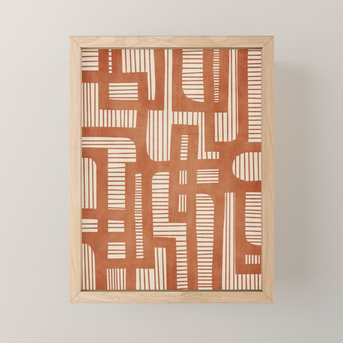 Terracotta Abstract Lines Artwork Hand Drawn Art Mini Art Print Gallery Image 1