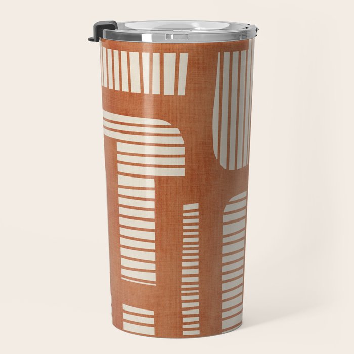 Terracotta Abstract Lines Artwork Hand Drawn Art Travel Mug Gallery Image 3