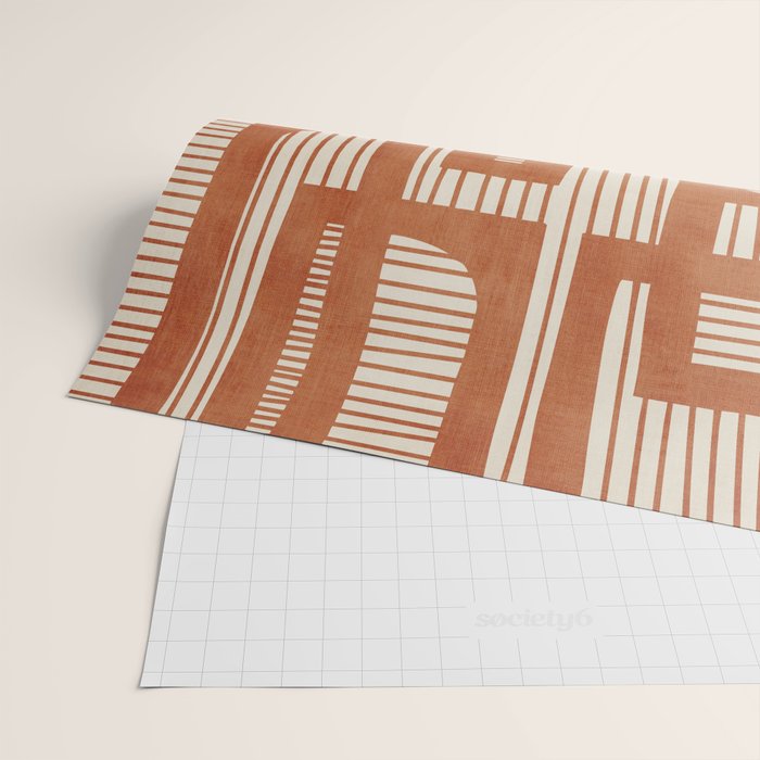 Terracotta Abstract Lines Artwork Hand Drawn Art Wrapping Paper Gallery Image 2