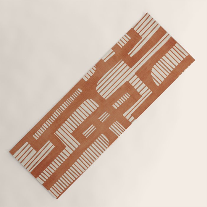 Terracotta Abstract Lines Artwork Hand Drawn Art Yoga Mat Gallery Image 1