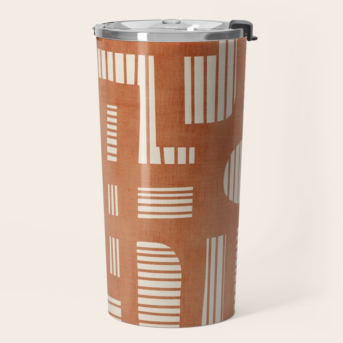 Terracotta Abstract Lines Artwork Hand Drawn Art Travel Mug Gallery Image 2