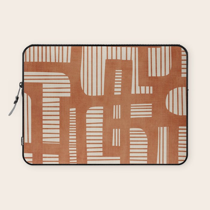Terracotta Abstract Lines Artwork Hand Drawn Art Laptop Sleeve Gallery Image 1