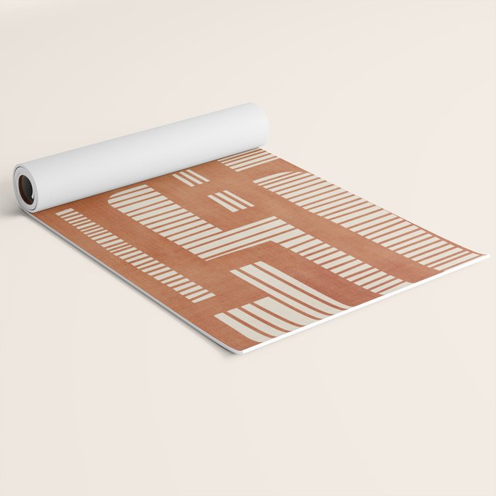 Terracotta Abstract Lines Artwork Hand Drawn Art Yoga Mat Gallery Image 2
