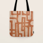 Terracotta Abstract Lines Artwork Hand Drawn Art Tote Bag Gallery Image 1