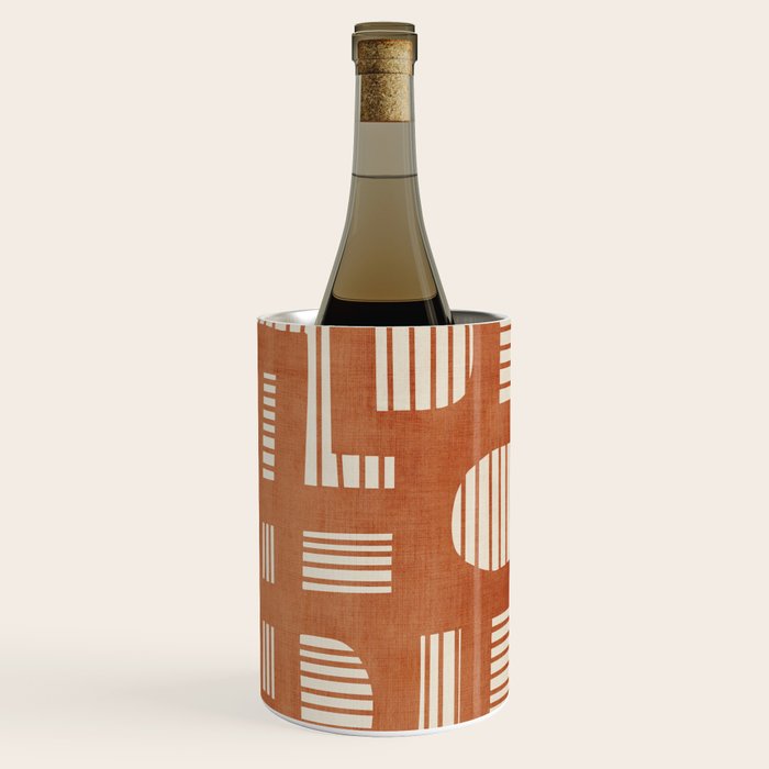 Terracotta Abstract Lines Artwork Hand Drawn Art Wine Chiller Gallery Image 3