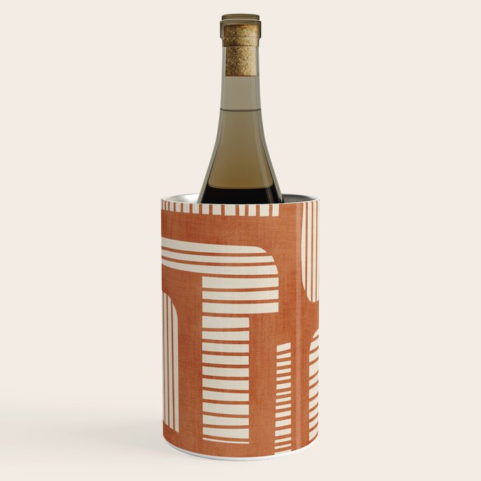 Terracotta Abstract Lines Artwork Hand Drawn Art Wine Chiller Gallery Image 2