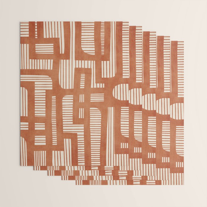 Terracotta Abstract Lines Artwork Hand Drawn Art Wrapping Paper Gallery Image 3