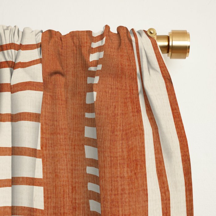 Terracotta Abstract Lines Artwork Hand Drawn Art Window Curtain Gallery Image 2