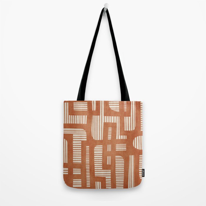 Terracotta Abstract Lines Artwork Hand Drawn Art Tote Bag Gallery Image 2