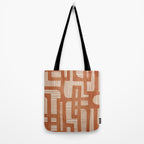 Terracotta Abstract Lines Artwork Hand Drawn Art Tote Bag Gallery Image 2