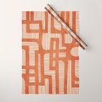 Terracotta Abstract Lines Artwork Hand Drawn Art Wrapping Paper Gallery Image 1