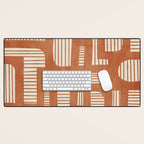 Terracotta Abstract Lines Artwork Hand Drawn Art Desk Mat Gallery Image 1