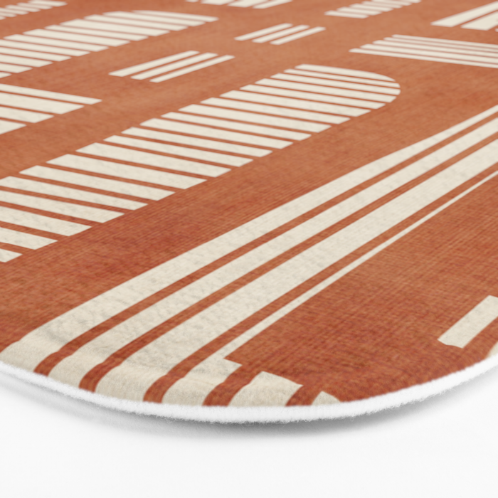 Terracotta Abstract Lines Artwork Hand Drawn Art Bath Mat Gallery Image 3