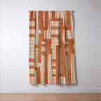 Terracotta Abstract Lines Artwork Hand Drawn Art Window Curtain Gallery Image 3