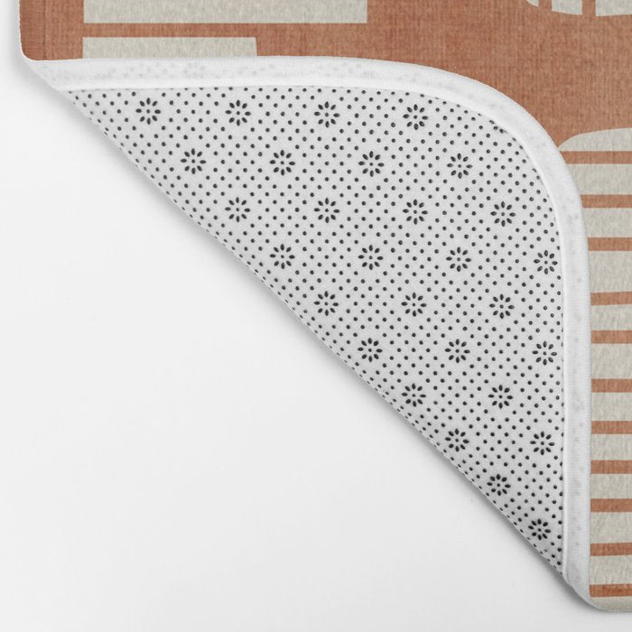 Terracotta Abstract Lines Artwork Hand Drawn Art Bath Mat Gallery Image 2