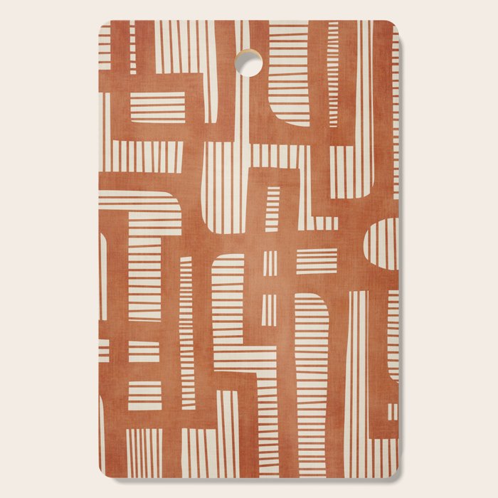Terracotta Abstract Lines Artwork Hand Drawn Art Cutting Board Gallery Image 1