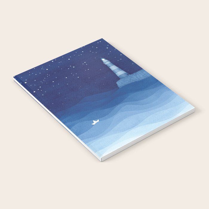 Lighthouse & the paper boat, blue ocean Notebook Gallery Image 1