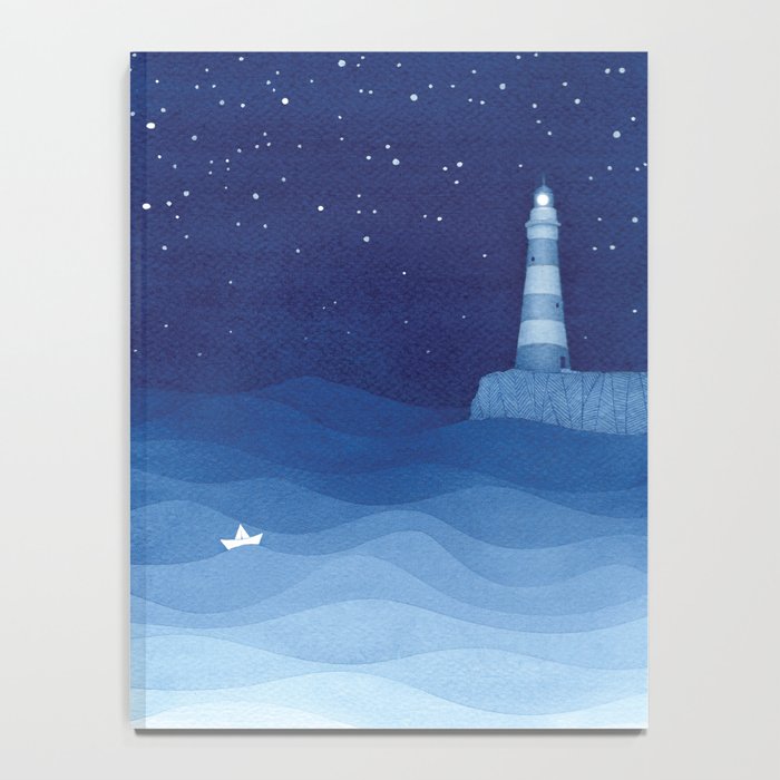 Lighthouse & the paper boat, blue ocean Notebook Gallery Image 4