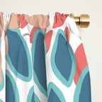 Festive, Floral Prints, Teal, Coral, Peach Window Curtain Gallery Image 2