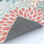 Festive, Floral Prints, Teal, Coral, Peach Rug Gallery Image 4