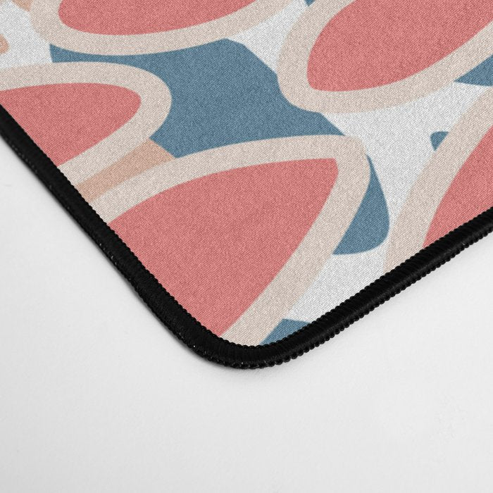 Festive, Floral Prints, Teal, Coral, Peach Desk Mat Gallery Image 4