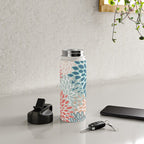 Festive, Floral Prints, Teal, Coral, Peach Water Bottle Gallery Image 4
