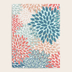 Festive, Floral Prints, Teal, Coral, Peach Poster Gallery Image 4
