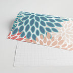 Festive, Floral Prints, Teal, Coral, Peach Wrapping Paper Gallery Image 2
