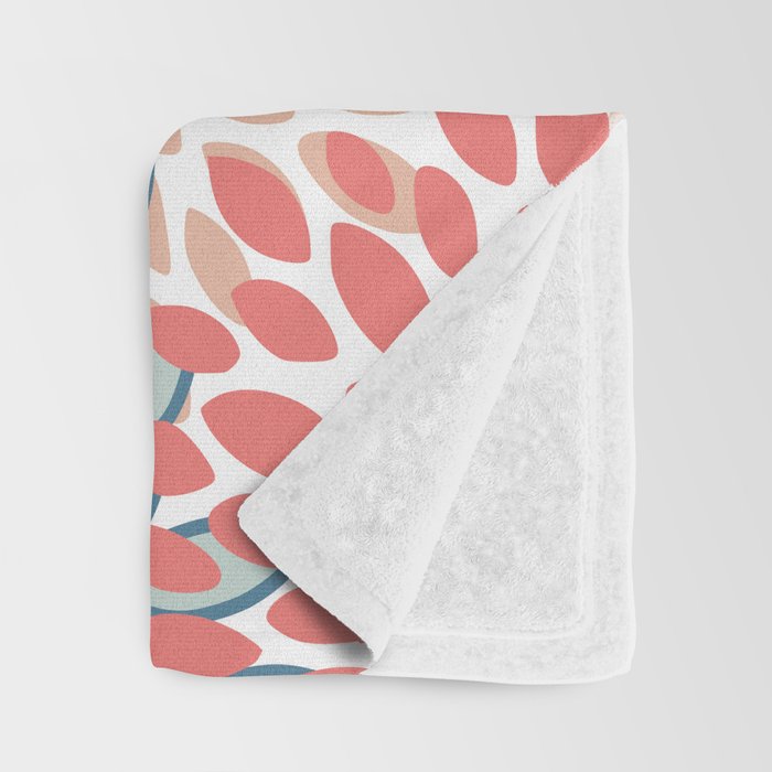 Festive, Floral Prints, Teal, Coral, Peach Throw Blanket Gallery Image 3