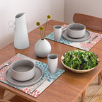 Festive, Floral Prints, Teal, Coral, Peach Placemat Gallery Image 2