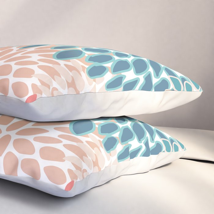 Festive, Floral Prints, Teal, Coral, Peach Pillow Sham Gallery Image 3