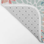 Festive, Floral Prints, Teal, Coral, Peach Bath Mat Gallery Image 2