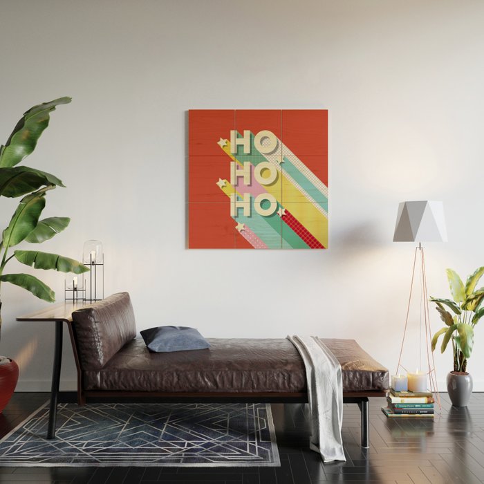 Ho Ho Ho Christmas typography Wood Wall Art Gallery Image 2