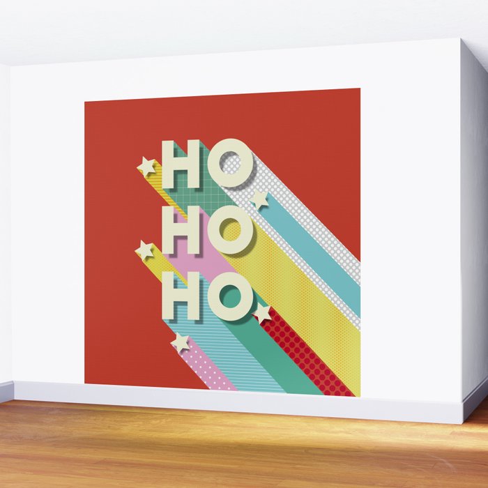 Ho Ho Ho Christmas typography Wall Mural Gallery Image 2