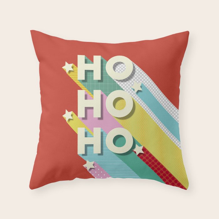 Ho Ho Ho Christmas typography Throw Pillow Gallery Image 6