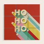 Ho Ho Ho Christmas typography Wood Wall Art Gallery Image 1