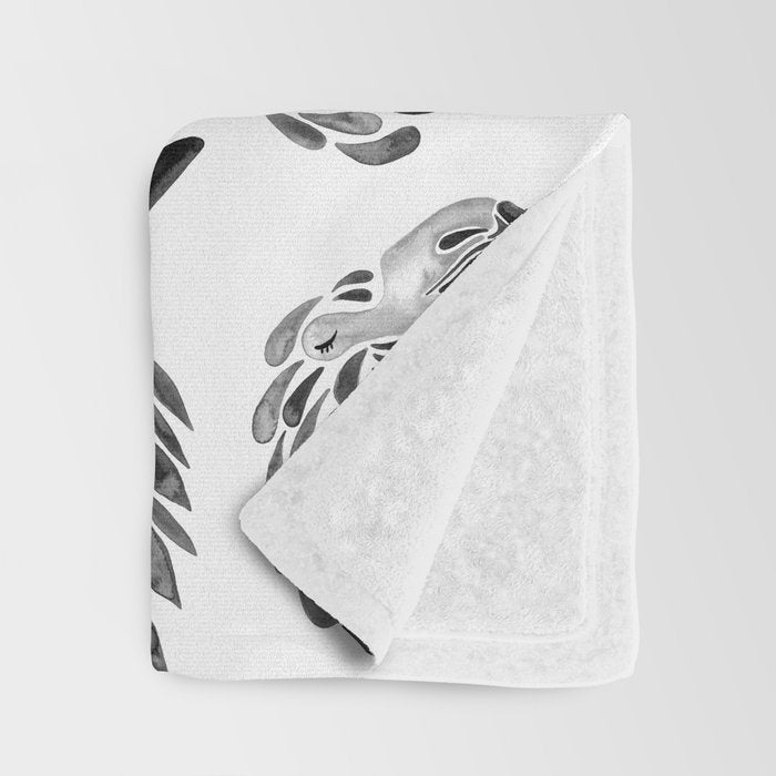 Miami Flamingo - Black Ink Throw Blanket Gallery Image 3
