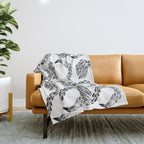 Miami Flamingo - Black Ink Throw Blanket Gallery Image 1