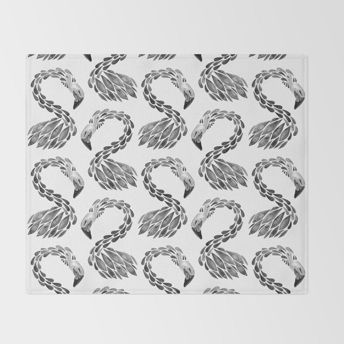 Miami Flamingo - Black Ink Throw Blanket Gallery Image 2