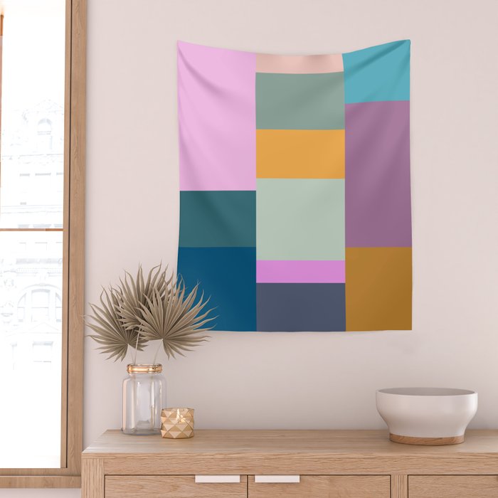 Playful Colorful Shapes 21  Wall Tapestry Gallery Image 2