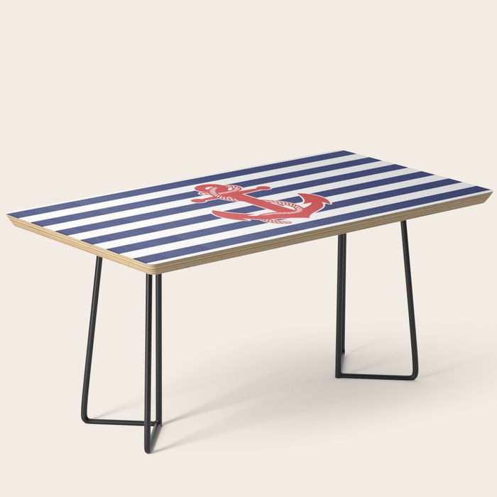 Retro Navy Anchor and Stripes Pattern 222 Red White and Blue Coffee Table Gallery Image 1