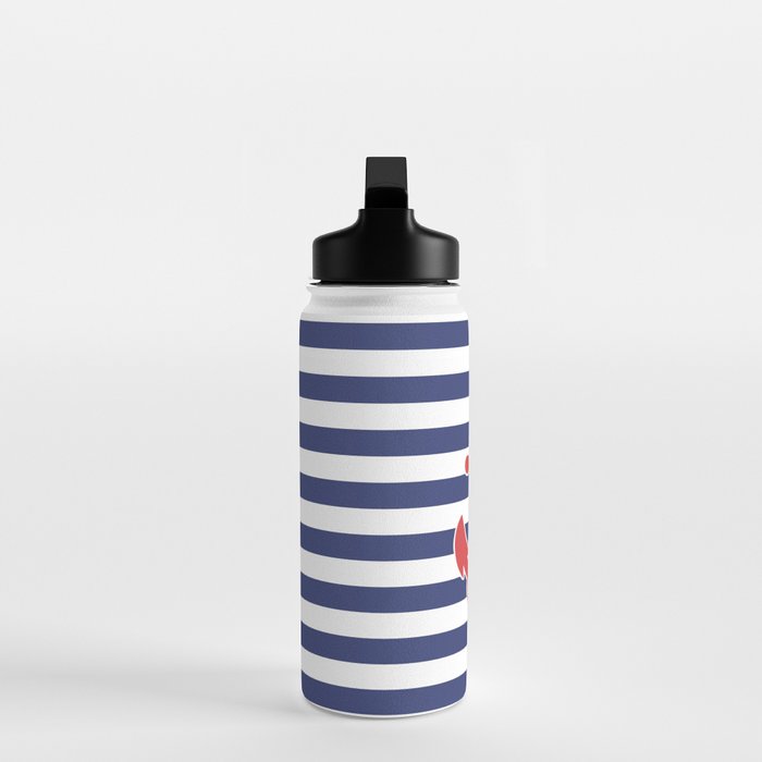 Retro Navy Anchor and Stripes Pattern 222 Red White and Blue Water Bottle Gallery Image 3