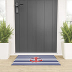 Retro Navy Anchor and Stripes Pattern 222 Red White and Blue Welcome Mat Gallery Image 3