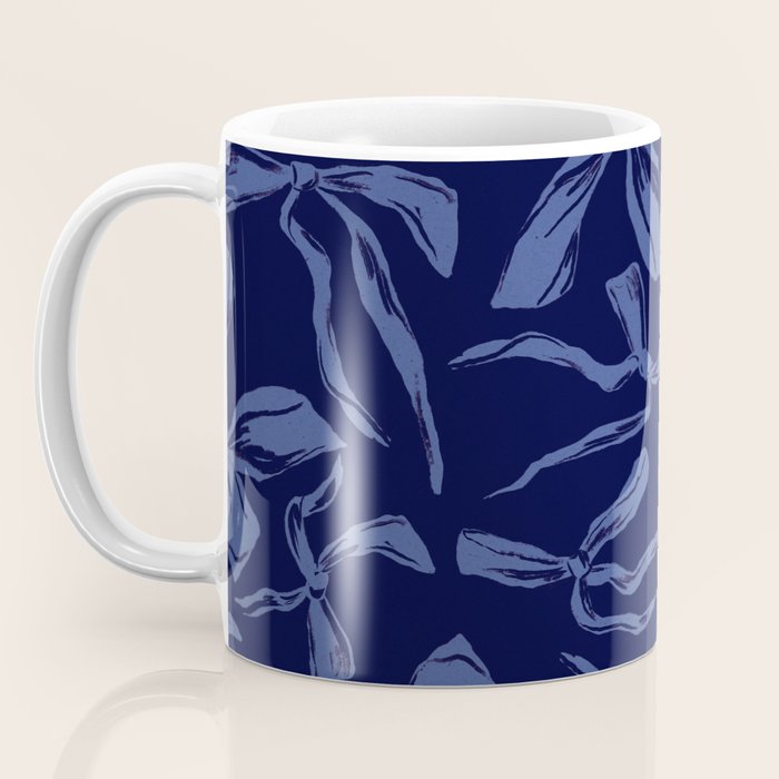 Blue bow pattern with dark background Coffee Mug Gallery Image 3